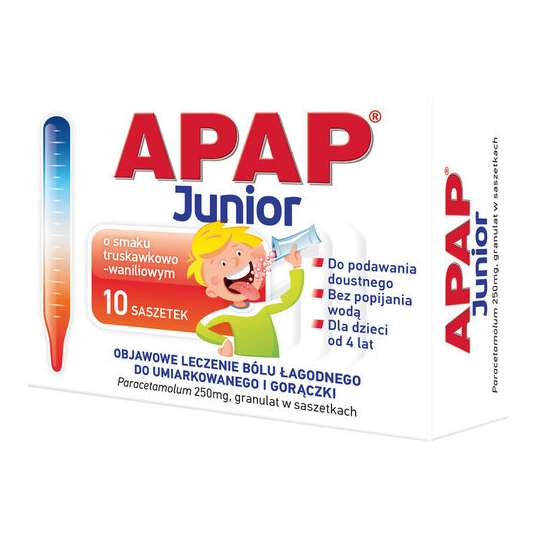 Apap Junior dla dzieci od 4 lat granulat 250mg 10 saszetek-0 Apap Junior dla dzieci od 4 lat granulat 250mg 10 saszetek-0