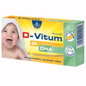 D-Vitum, witamina D + DHA dla noworodków, niemowląt i dzieci 400 j.m., 30 kaps-0