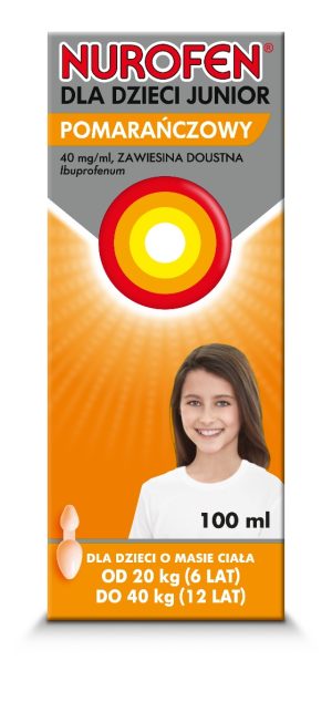 Nurofen Junior, zawiesina doustna, dla 6-12 lat, smak pomaranczowy, 100ml-0